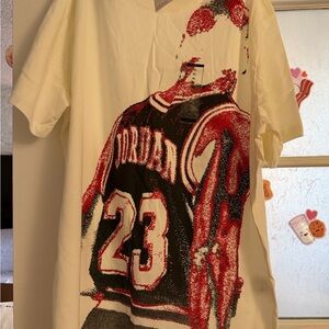 Nike (Michael Jordan)Cream T-Shirt with Red and Black Graphic
